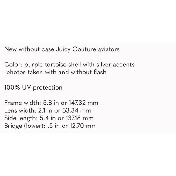 juicy couture New brow bar sunglasses wjc71sg13 Purple Black square Tortoise - Picture 13 of 13